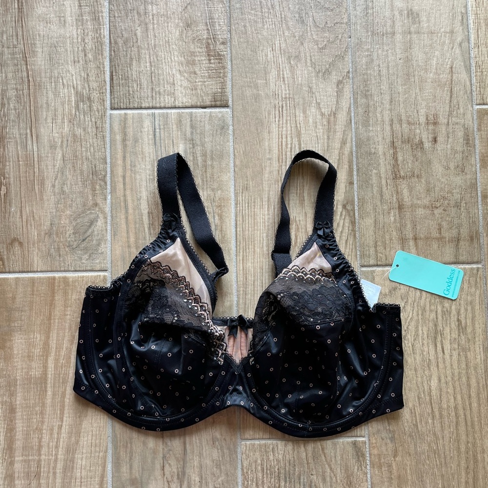 GODDESS black & nude polka dot underwire plus size bra